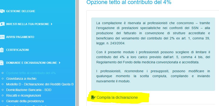 Compilazione dichiarazione